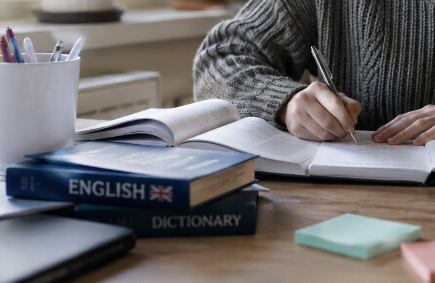 Persona comparando diferentes métodos para aprender inglés más rápido